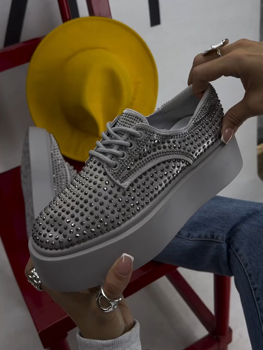 Thick-soled Rhinestone Loafers