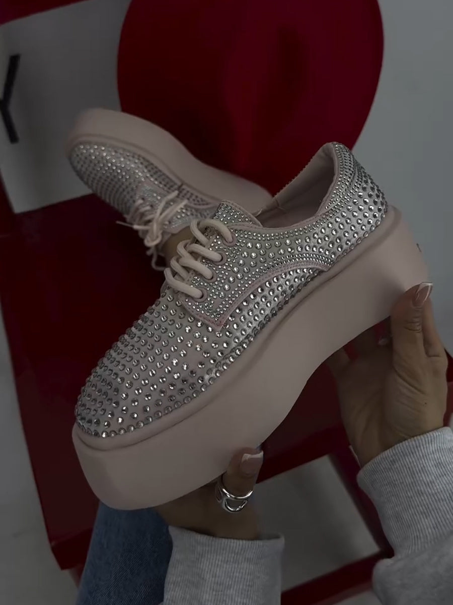 Thick-soled Rhinestone Loafers