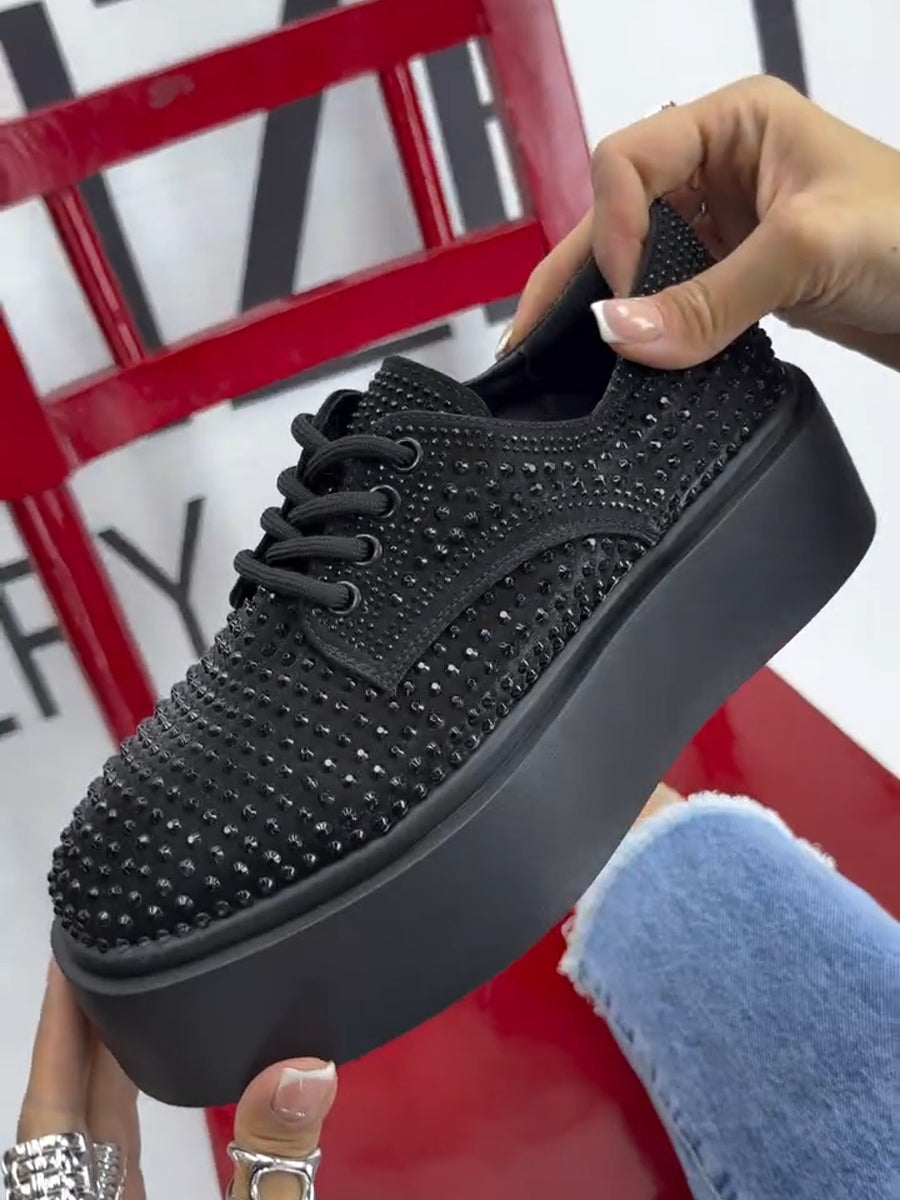 Thick-soled Rhinestone Loafers