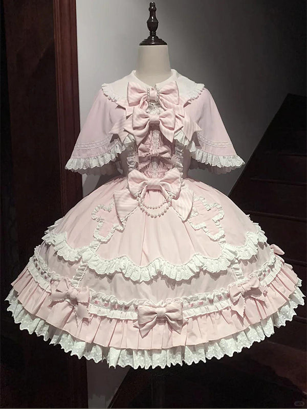 F72107 Pink Cute Doll Feeling Sweet Lolita Skirt Jsk Cape Ancient Feeling Lolita Girl Heart Princess Skirt