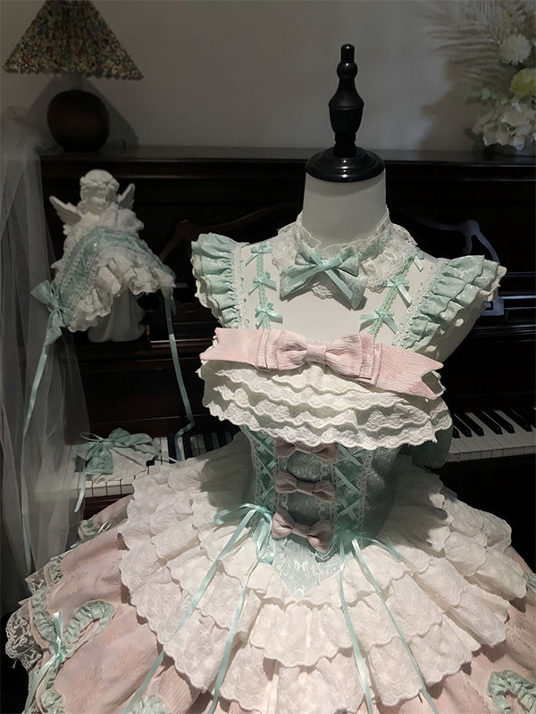 F72104 Mint Green Ballet Style Cute Lolita Skirt Dress Jsk Dress Bow Lolita Princess Dress Dress