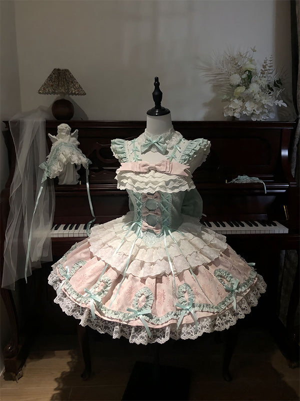 F72104 Mint Green Ballet Style Cute Lolita Skirt Dress Jsk Dress Bow Lolita Princess Dress Dress
