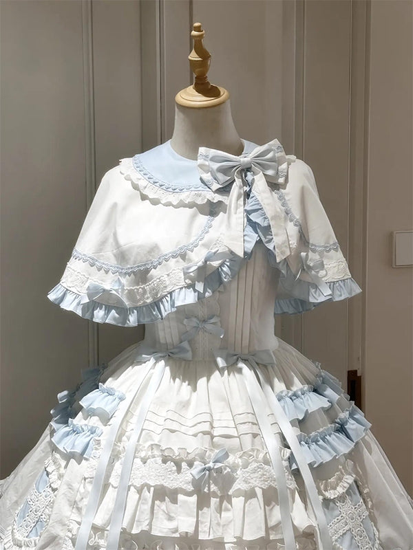 F72105 Blue and White Doll Sense Girl Sweet Love Cape JSK Cute Singing Suit Lolita Skirt Lolita