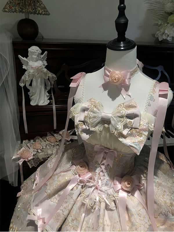 F72109 Pink and Purple Ballet Style Doll Sense Lolita Dress Lolita Sweet Style Bow Princess Dress Daily Dress