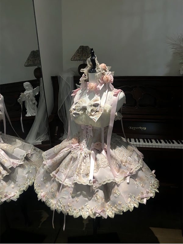 F72109 Pink and Purple Ballet Style Doll Sense Lolita Dress Lolita Sweet Style Bow Princess Dress Daily Dress