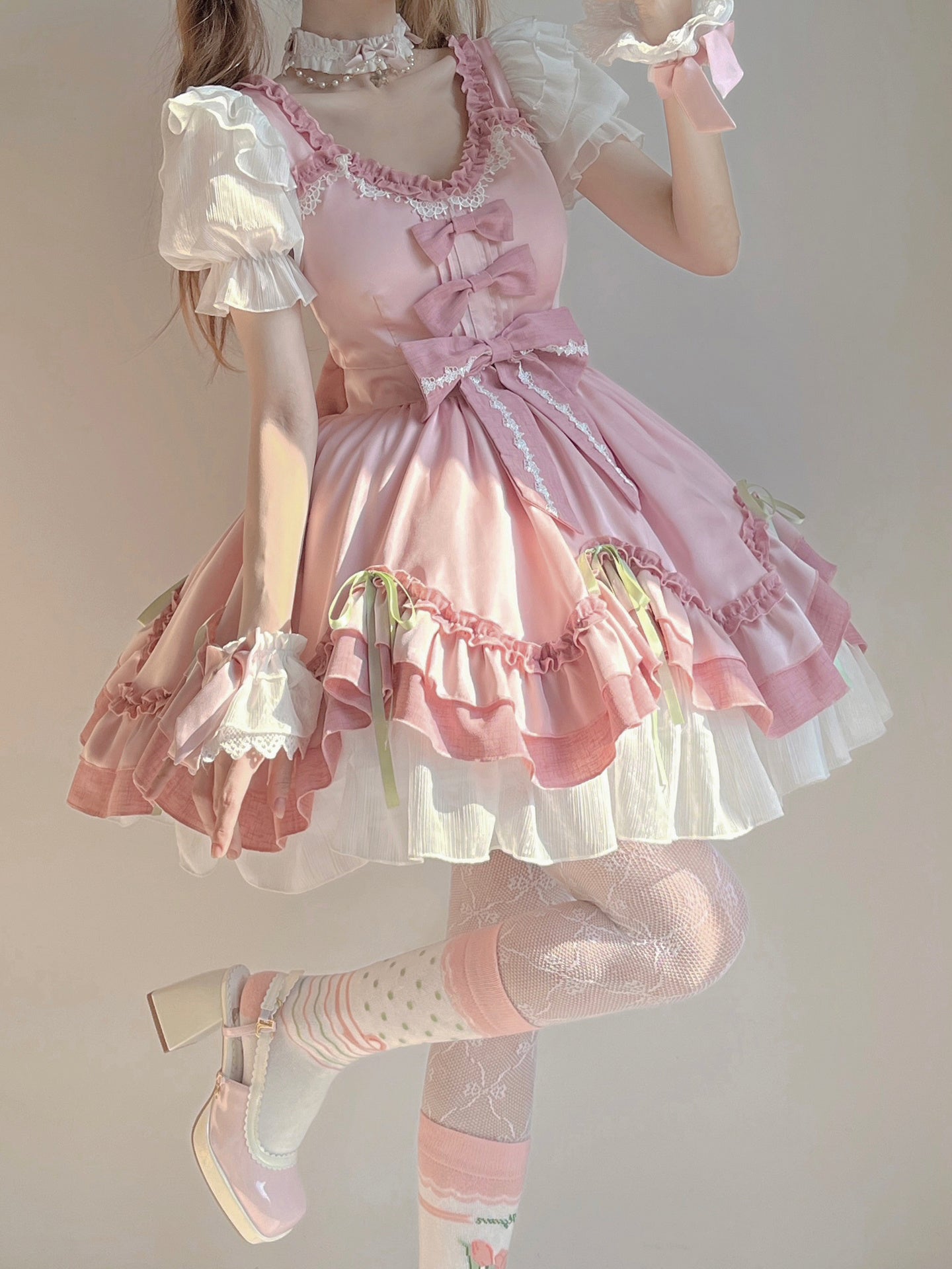 F72110 Pink Cute Lolita Dress Gentle Dress Lolita Soft Sister Big Lady Fluffy Princess Dress