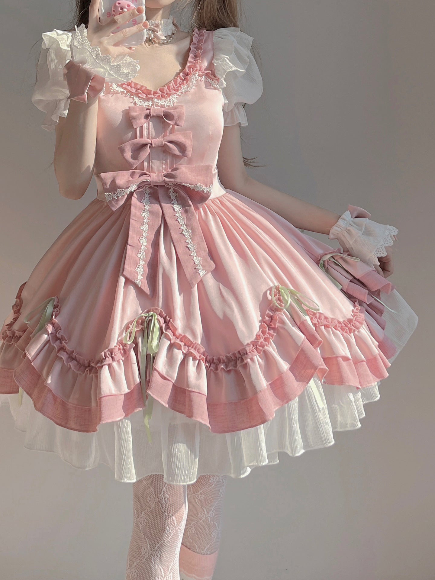 F72110 Pink Cute Lolita Dress Gentle Dress Lolita Soft Sister Big Lady Fluffy Princess Dress