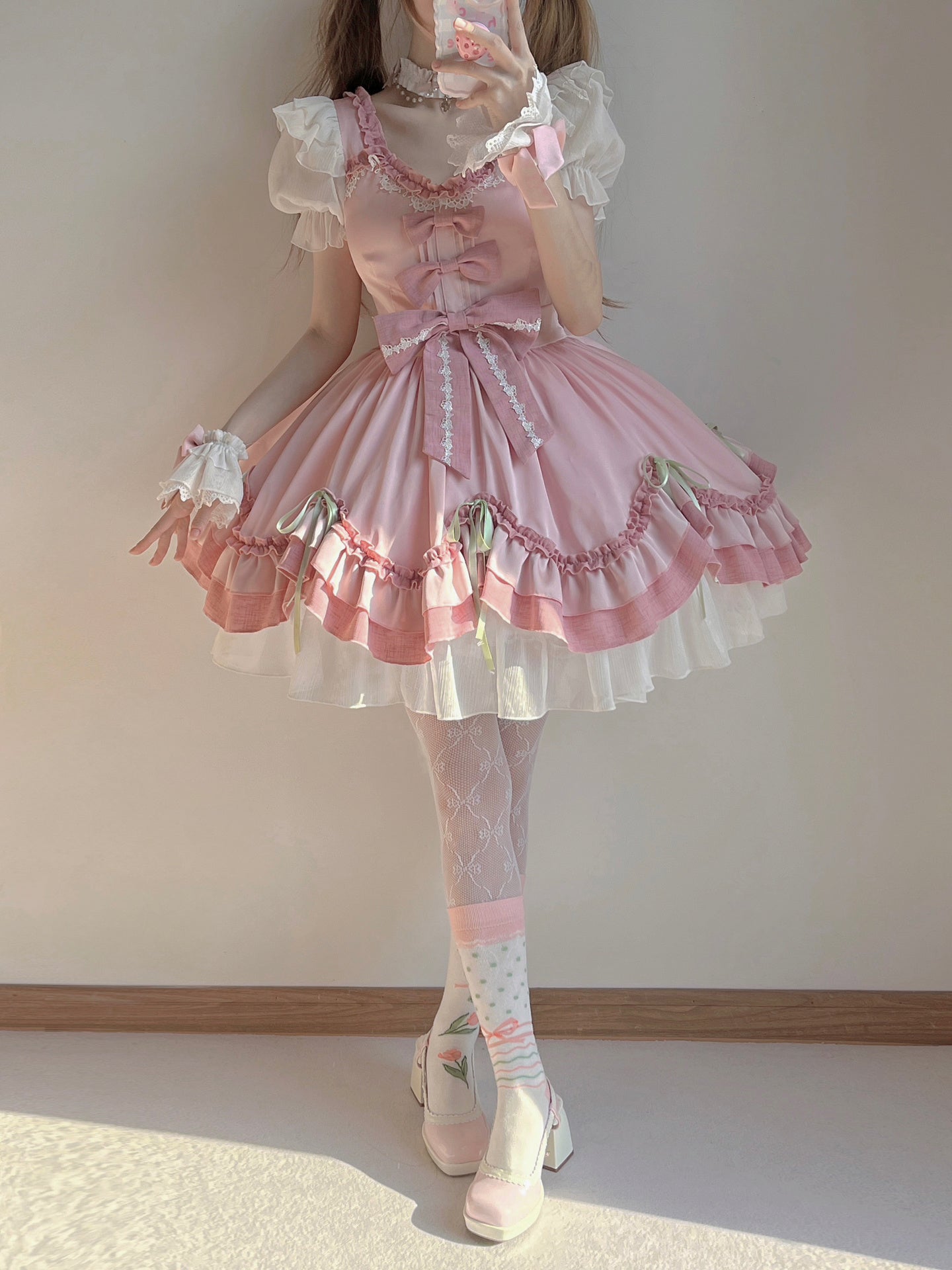 F72110 Pink Cute Lolita Dress Gentle Dress Lolita Soft Sister Big Lady Fluffy Princess Dress
