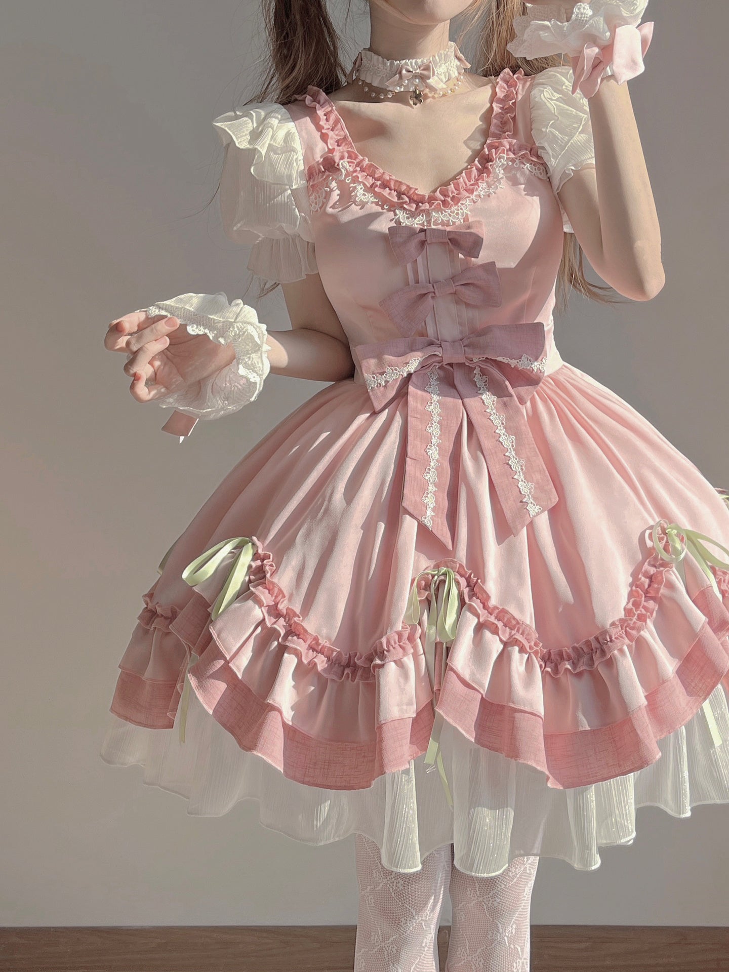 F72110 Pink Cute Lolita Dress Gentle Dress Lolita Soft Sister Big Lady Fluffy Princess Dress