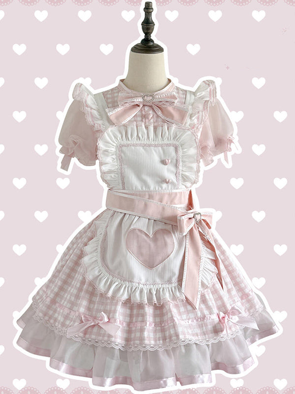 F72113 Pink Plaid Lolita Skirt Japanese Cute Lolita Sweet