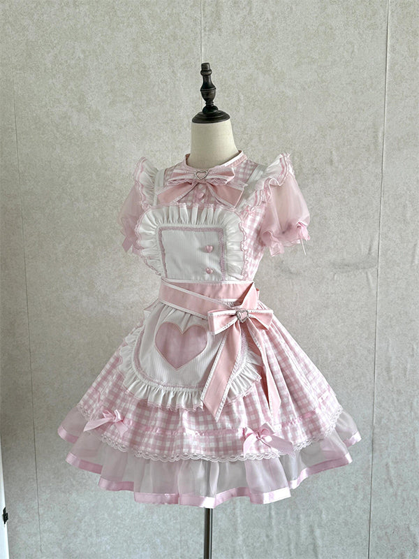 F72113 Pink Plaid Lolita Skirt Japanese Cute Lolita Sweet