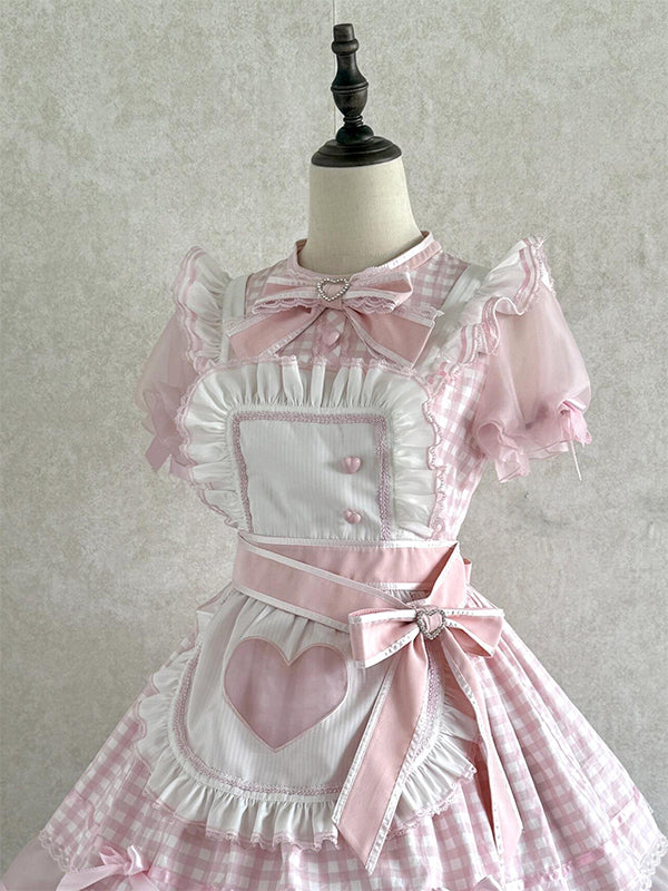 F72113 Pink Plaid Lolita Skirt Japanese Cute Lolita Sweet