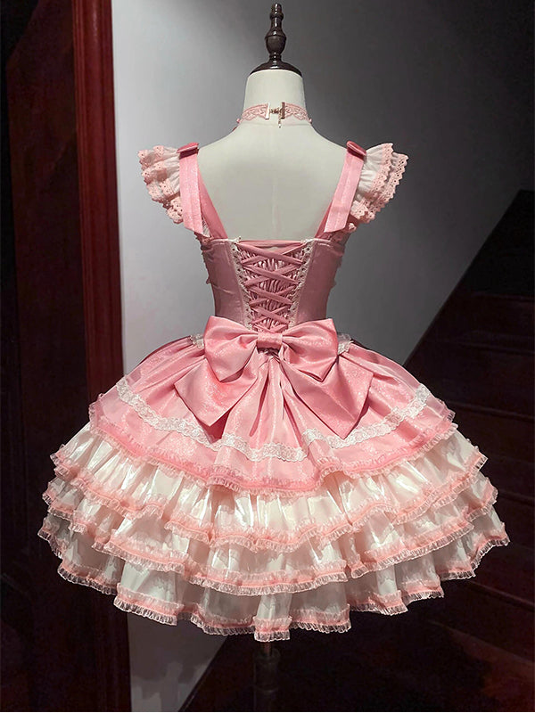F7218 Pink Ballet Style Cute Lolita Skirt Jsk Birthday Small Dress Princess Dress Lolita Fairy Dress Dress