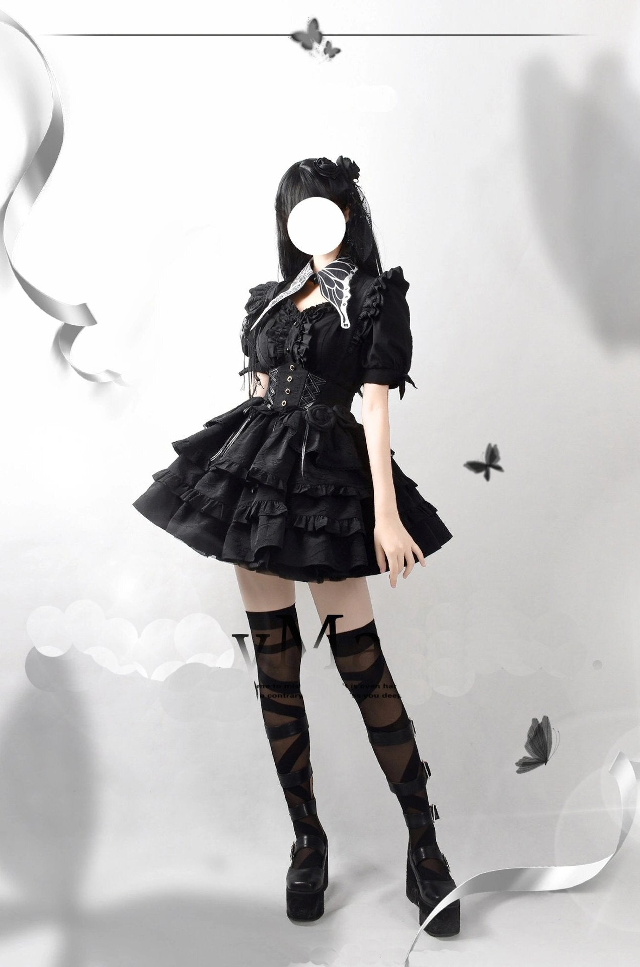 F72121 Black Lolita Dress Sk Gothic Lolita Fishbone Lo Dress