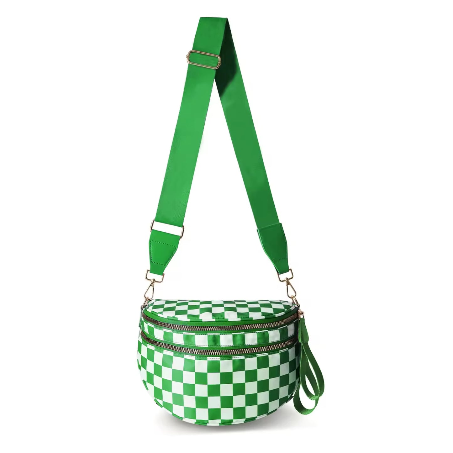 Fanny Pack Checkered Nylon Savvy Bum Bag Fashion Crossbody Bag Travel Shoulder Purse Belt Waist Plus Size Sling Bag
