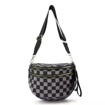 Fanny Pack Checkered Nylon Savvy Bum Bag Fashion Crossbody Bag Travel Shoulder Purse Belt Waist Plus Size Sling Bag