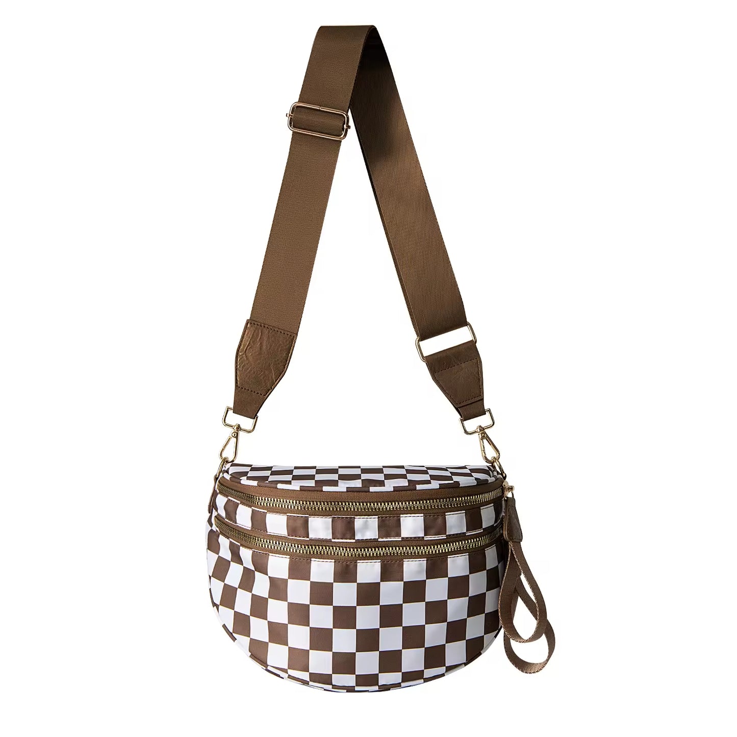 Fanny Pack Checkered Nylon Savvy Bum Bag Fashion Crossbody Bag Travel Shoulder Purse Belt Waist Plus Size Sling Bag