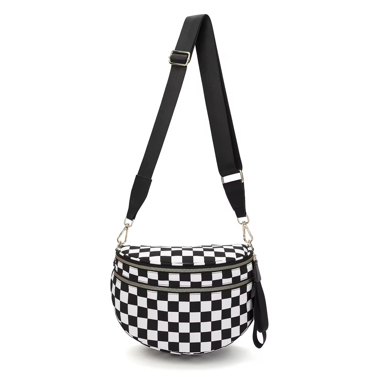 Fanny Pack Checkered Nylon Savvy Bum Bag Fashion Crossbody Bag Travel Shoulder Purse Belt Waist Plus Size Sling Bag