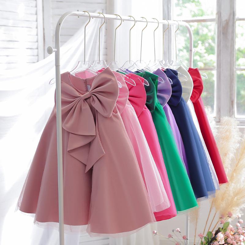 L4166 FIRST COMMUNION DRESS GIRL FORMAL PRINCESS DRESS SUMMER BOWKNOT BIRTHDAY PARTY DRESS
