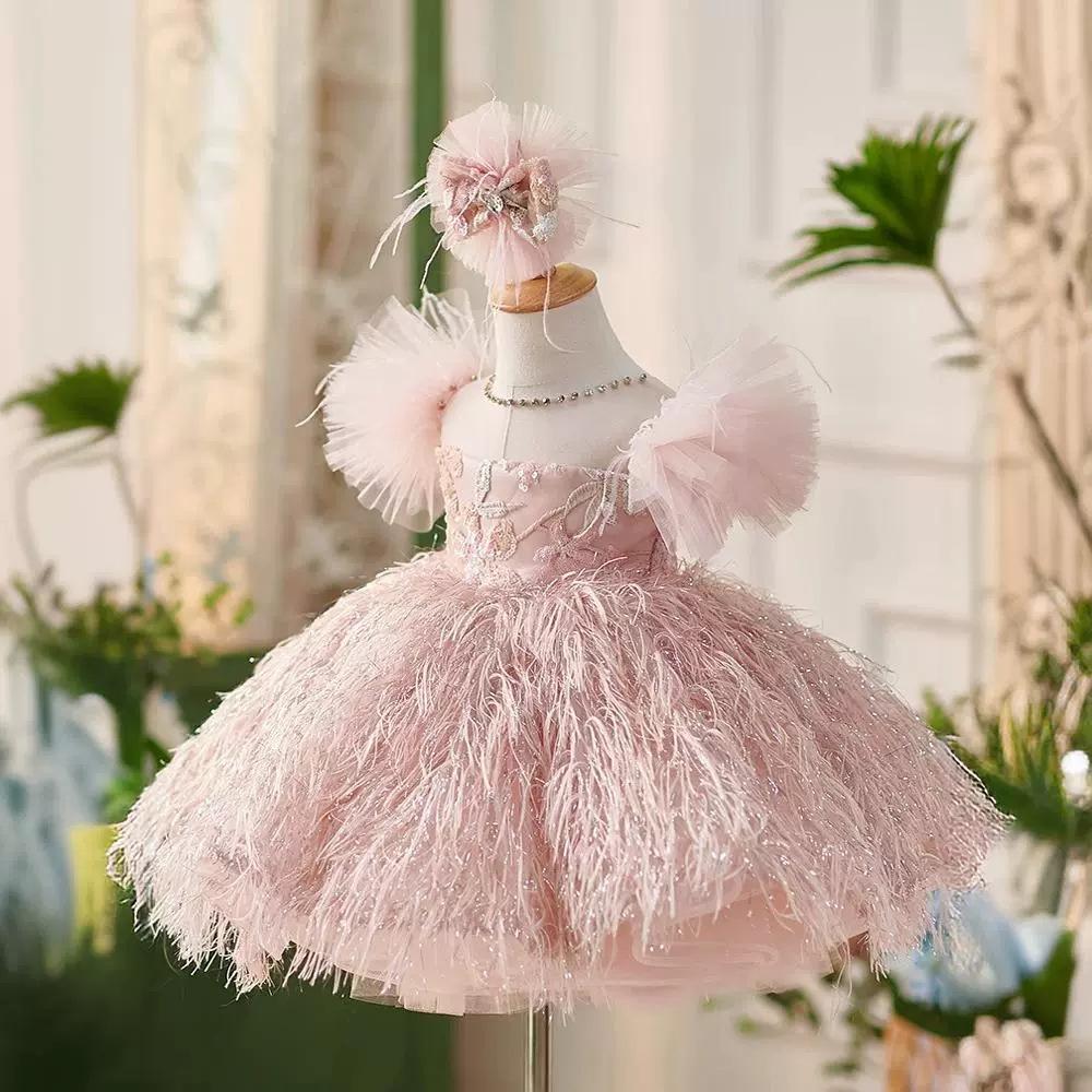 L41705 BABY GIRLS PINK PRINCESS DRESS TODDLER CHRISTMAS DRESS LITTLE GIRL PARTY DRESS