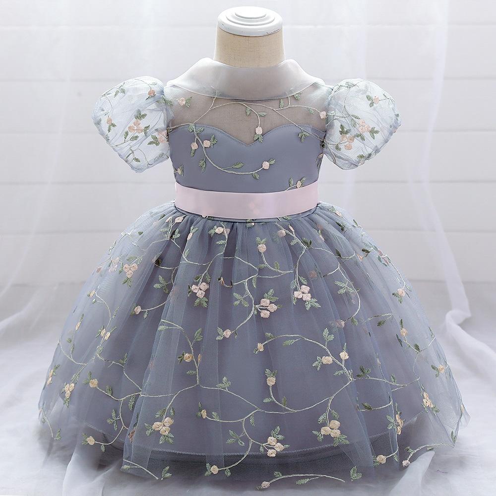 L4164 TODDLER GIRL BIRTHDAY PARTY DRESS WHITE PUFFY SLEEVES FLOWER GIRL DRESS PRINCESS DRESS