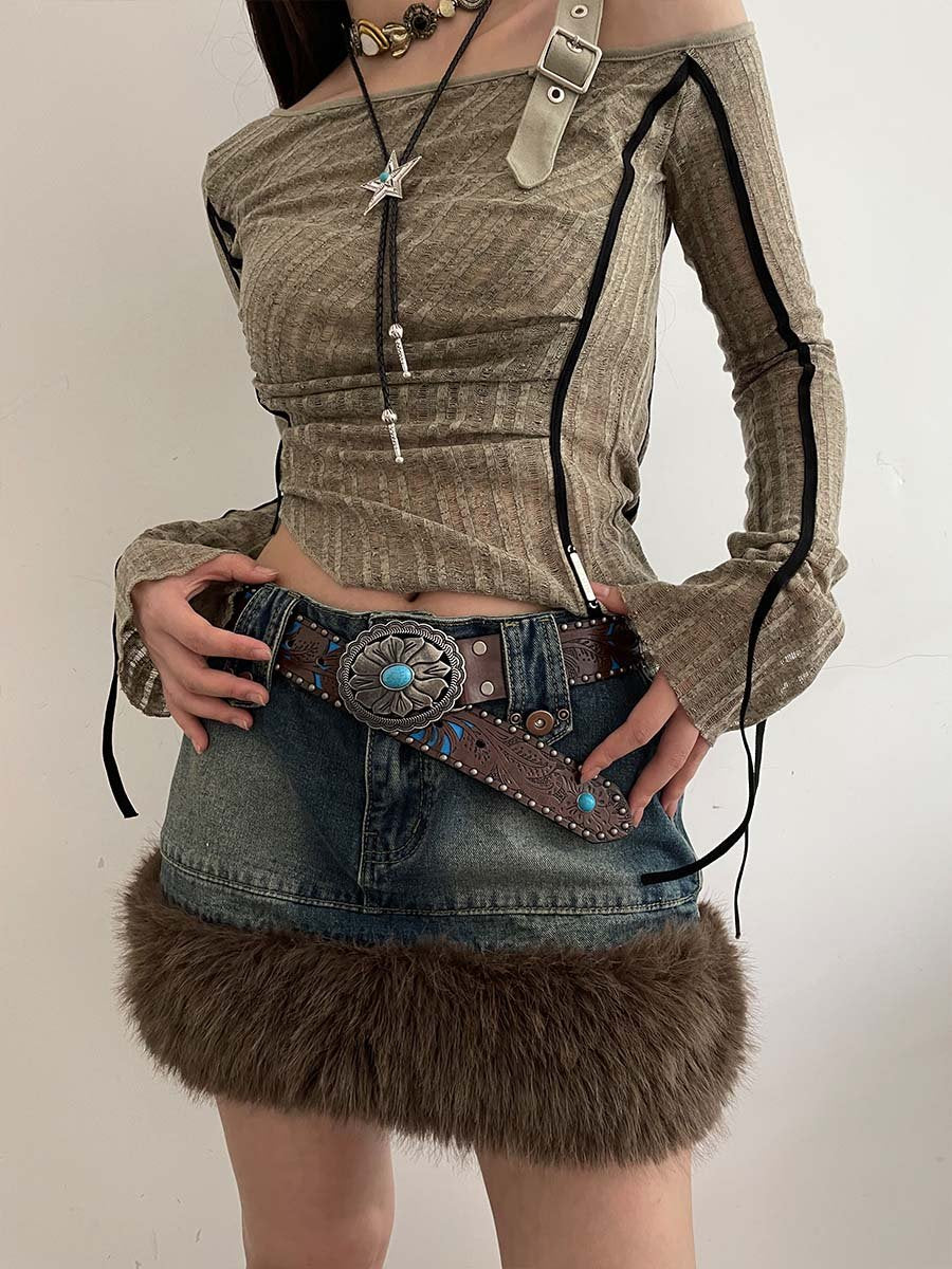 Turquoise Cutout Embossed Belt