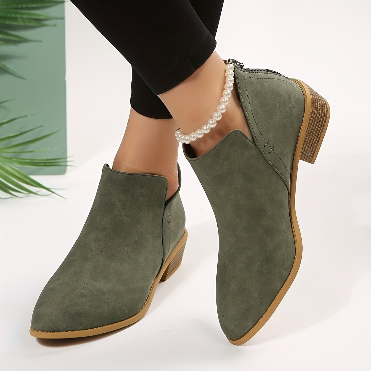 Women's Chunky Heeled Ankle Boots Retro Short Boots