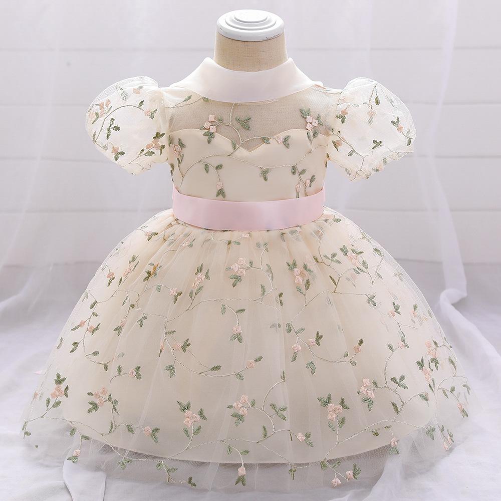 L4164 TODDLER GIRL BIRTHDAY PARTY DRESS WHITE PUFFY SLEEVES FLOWER GIRL DRESS PRINCESS DRESS