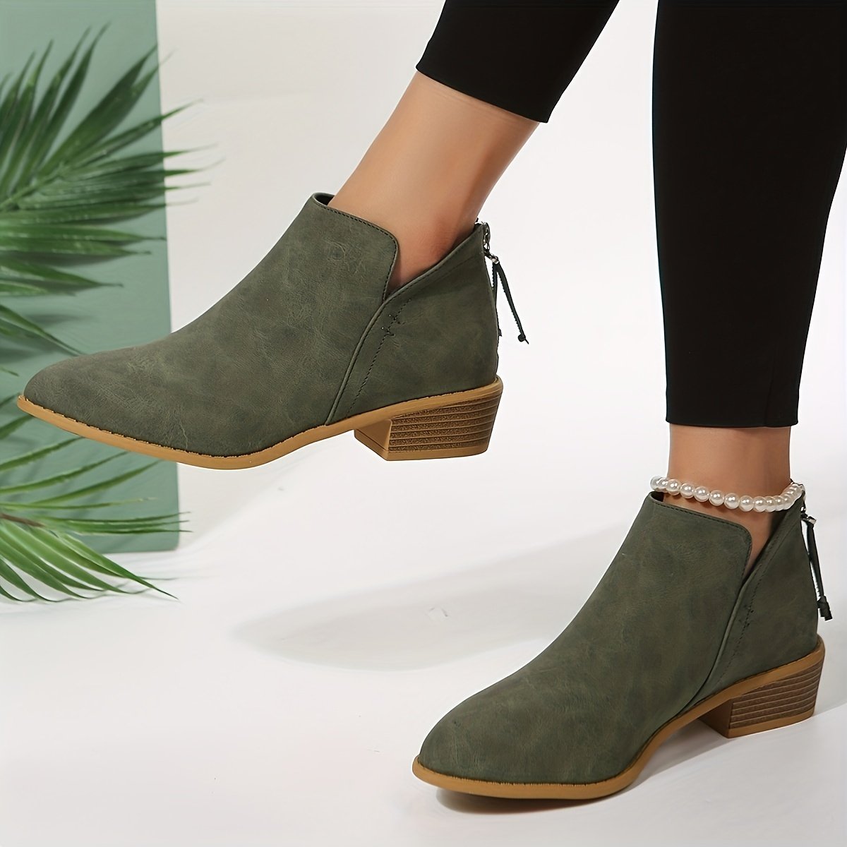 Women's Chunky Heeled Ankle Boots Retro Short Boots