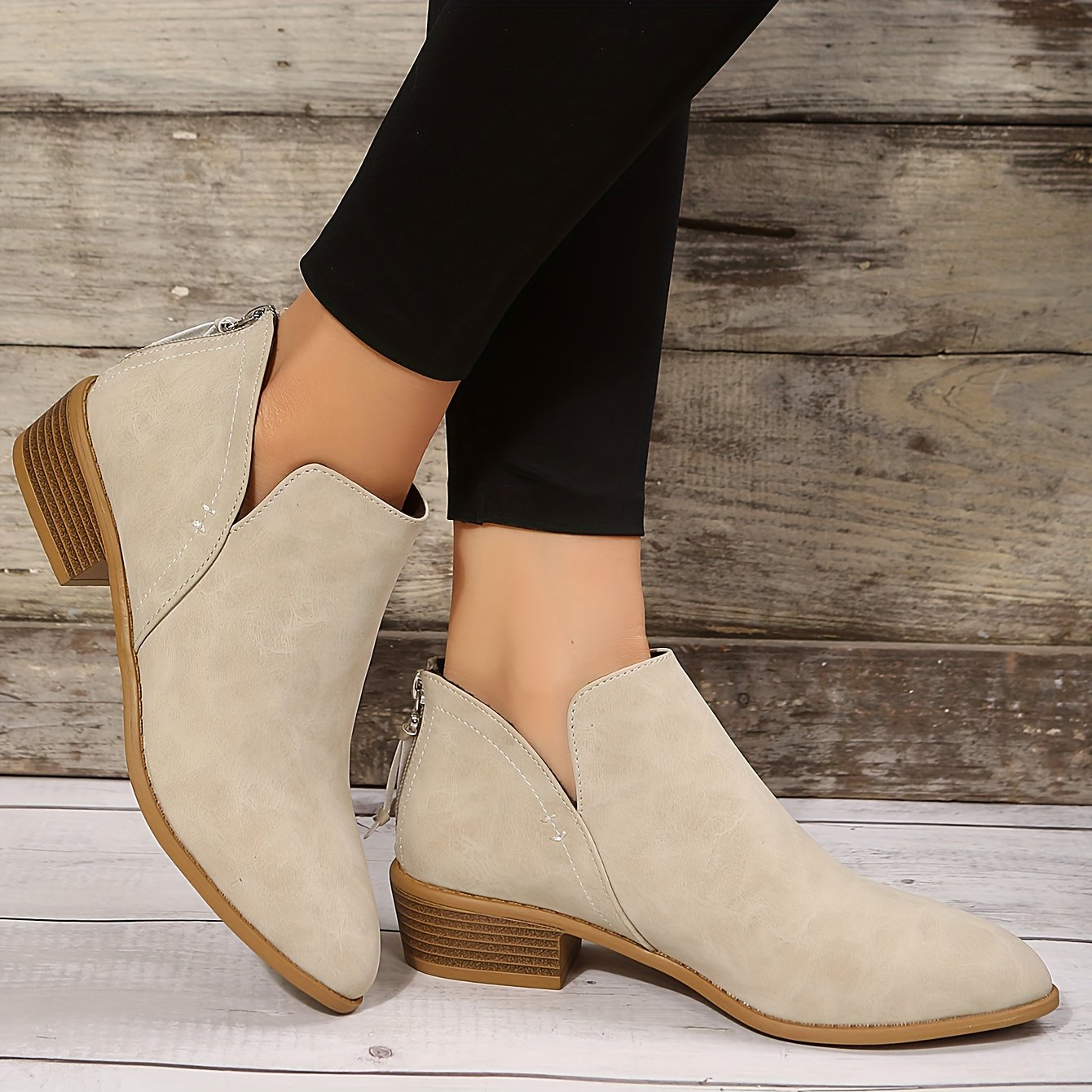 Women's Chunky Heeled Ankle Boots Retro Short Boots
