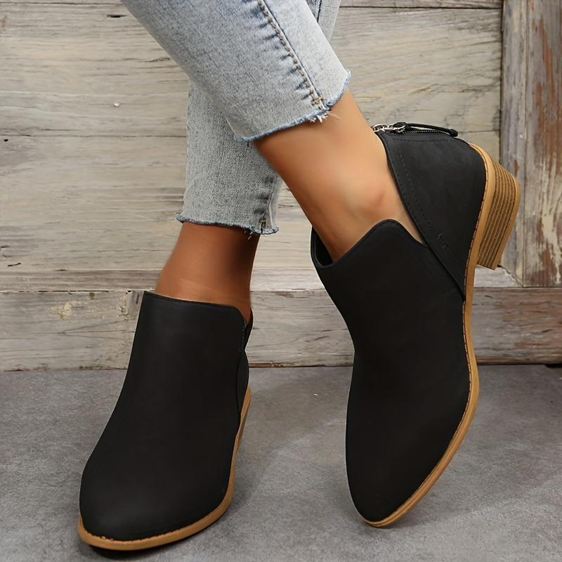 Women's Chunky Heeled Ankle Boots Retro Short Boots