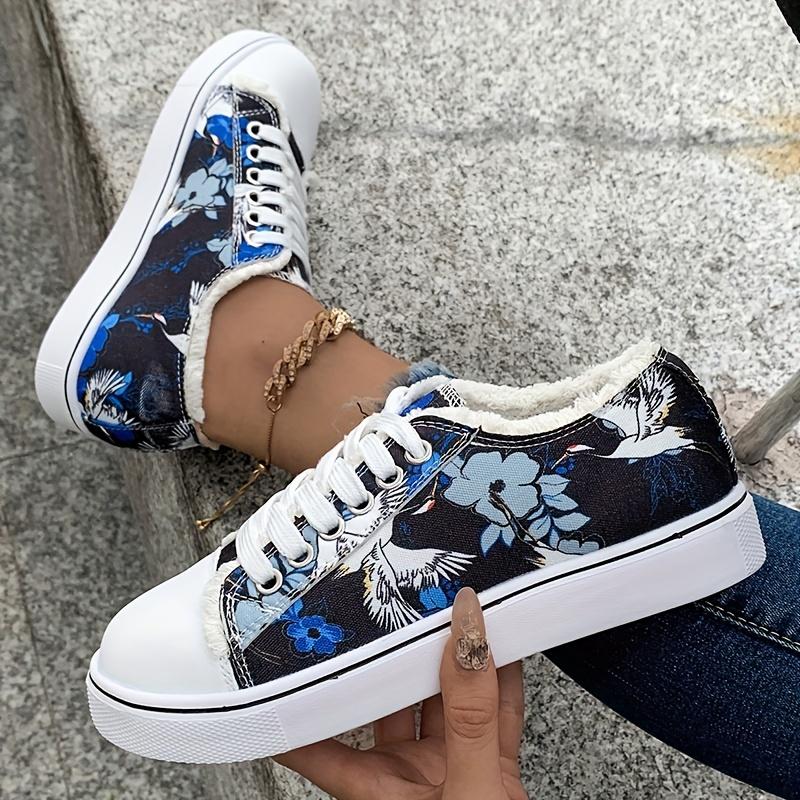 Women's Canvas Shoes Lace Up Casual Walking Trainers