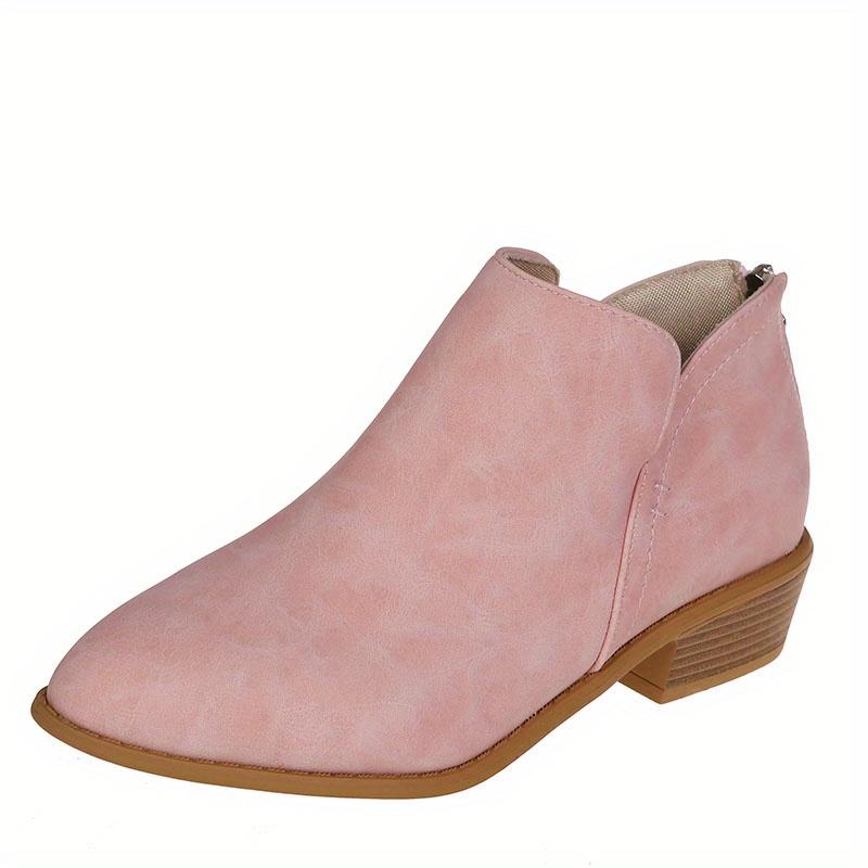 Women's Chunky Heeled Ankle Boots Retro Short Boots