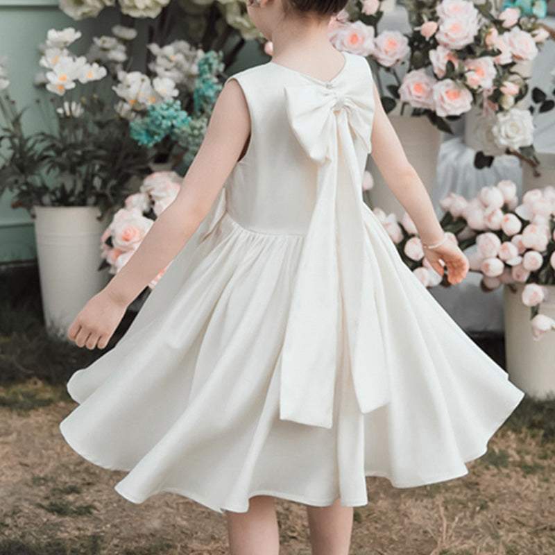 L4165 TODDLER ELEGANT PRINCESS DRESS WITH BOWS GIRL SUMMER PARTY GOWN FORMAL DRESSES FOR KIDS