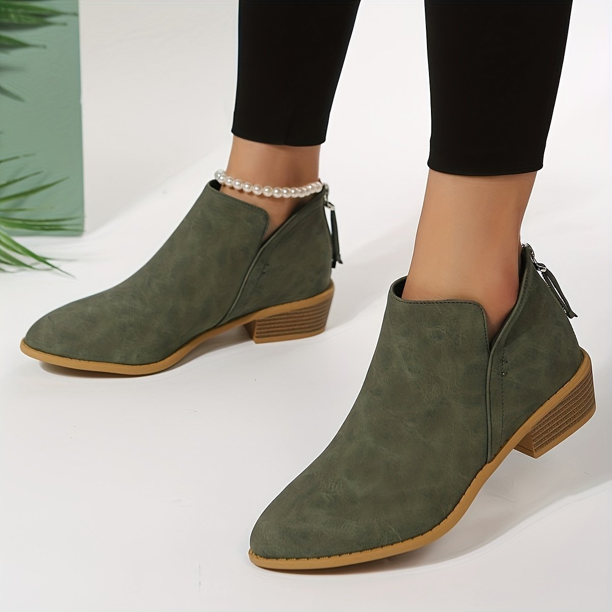 Women's Chunky Heeled Ankle Boots Retro Short Boots