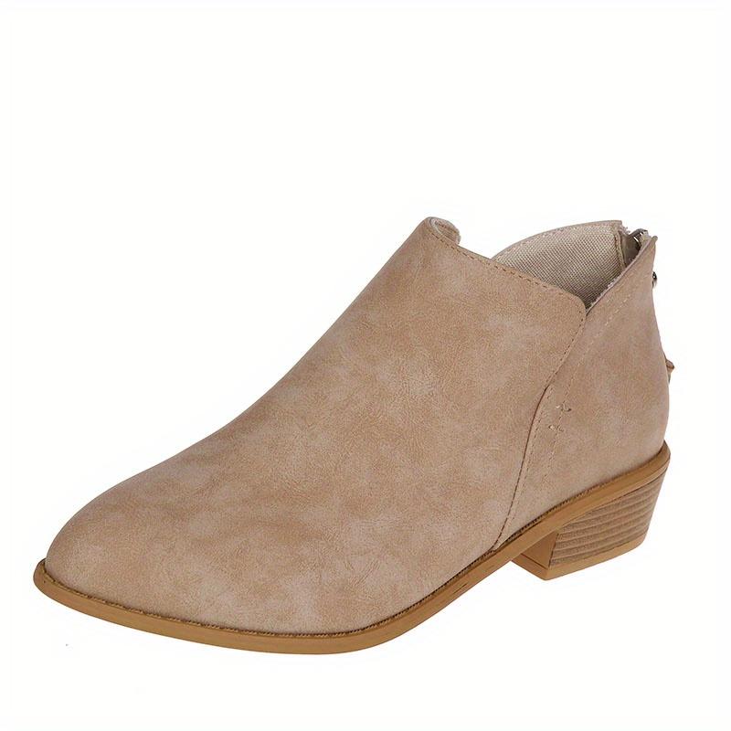 Women's Chunky Heeled Ankle Boots Retro Short Boots