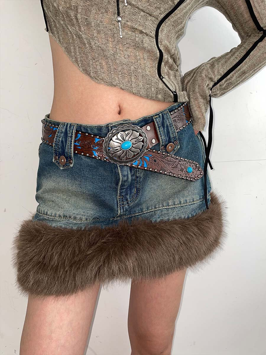 Turquoise Cutout Embossed Belt