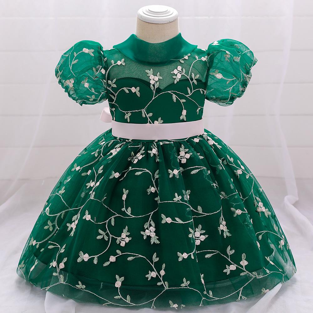 L4164 TODDLER GIRL BIRTHDAY PARTY DRESS WHITE PUFFY SLEEVES FLOWER GIRL DRESS PRINCESS DRESS