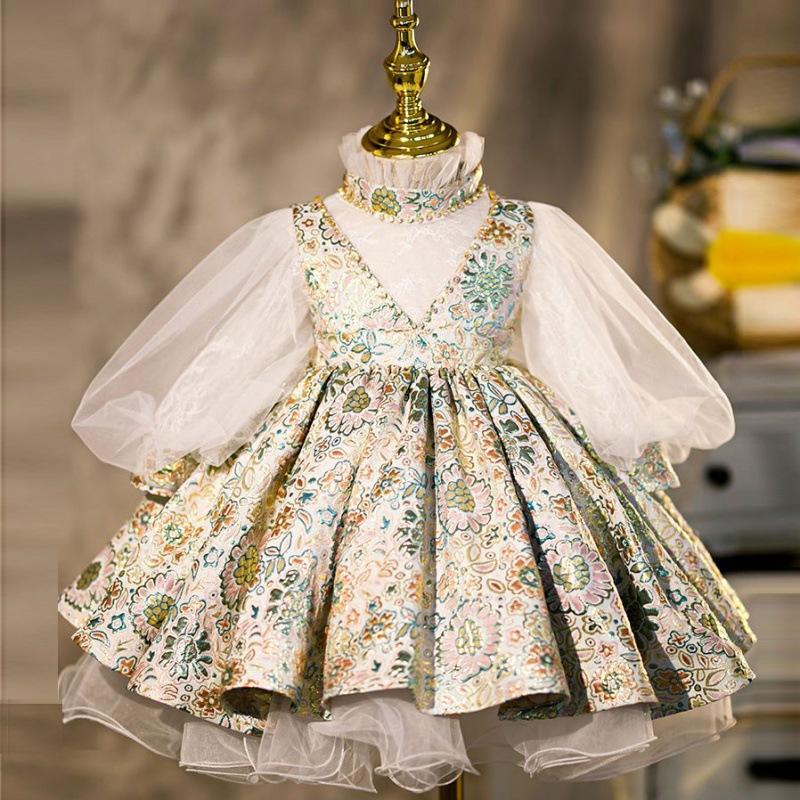 L4163 BABY GIRL BIRTHDAY PARTY DRESS LONG SLEEVE FLOWER GIRL DRESS PRINCESS DRESS