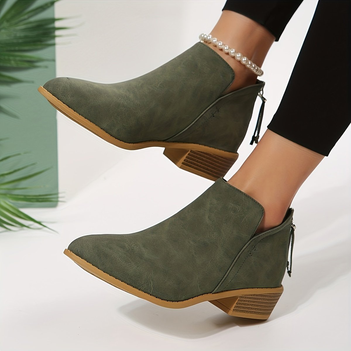 Women's Chunky Heeled Ankle Boots Retro Short Boots