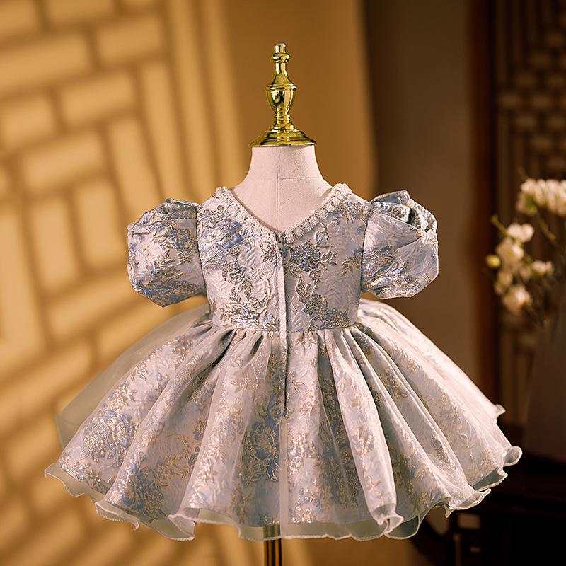 L41709 GIRL SUMMER BIRTHDAY PARTY DRESS BABY GIRL VINTAGE BOW PUFFY FORMAL PRINCESS DRESS