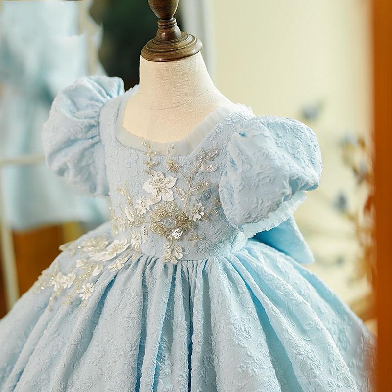L41614 GIRL CHRISTMAS DRESS TODDLER PRINCESS DRESS SUMMER BEADED BOW DRESS BIRTHDAY PARTY DRESS