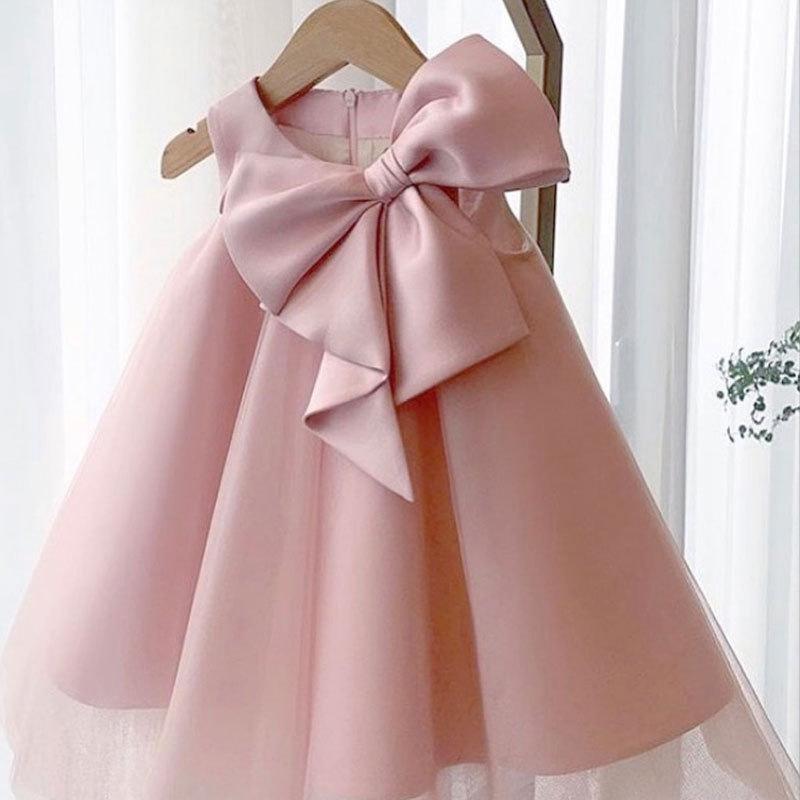L4166 FIRST COMMUNION DRESS GIRL FORMAL PRINCESS DRESS SUMMER BOWKNOT BIRTHDAY PARTY DRESS