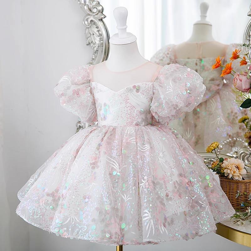 L41701 GIRL FORMAL DRESSES BABY GIRL GORGEOUS COLORFUL SEQUINS DRESS PRINCESS PARTY DRESSES EASTER DRESS FOR TODDLER