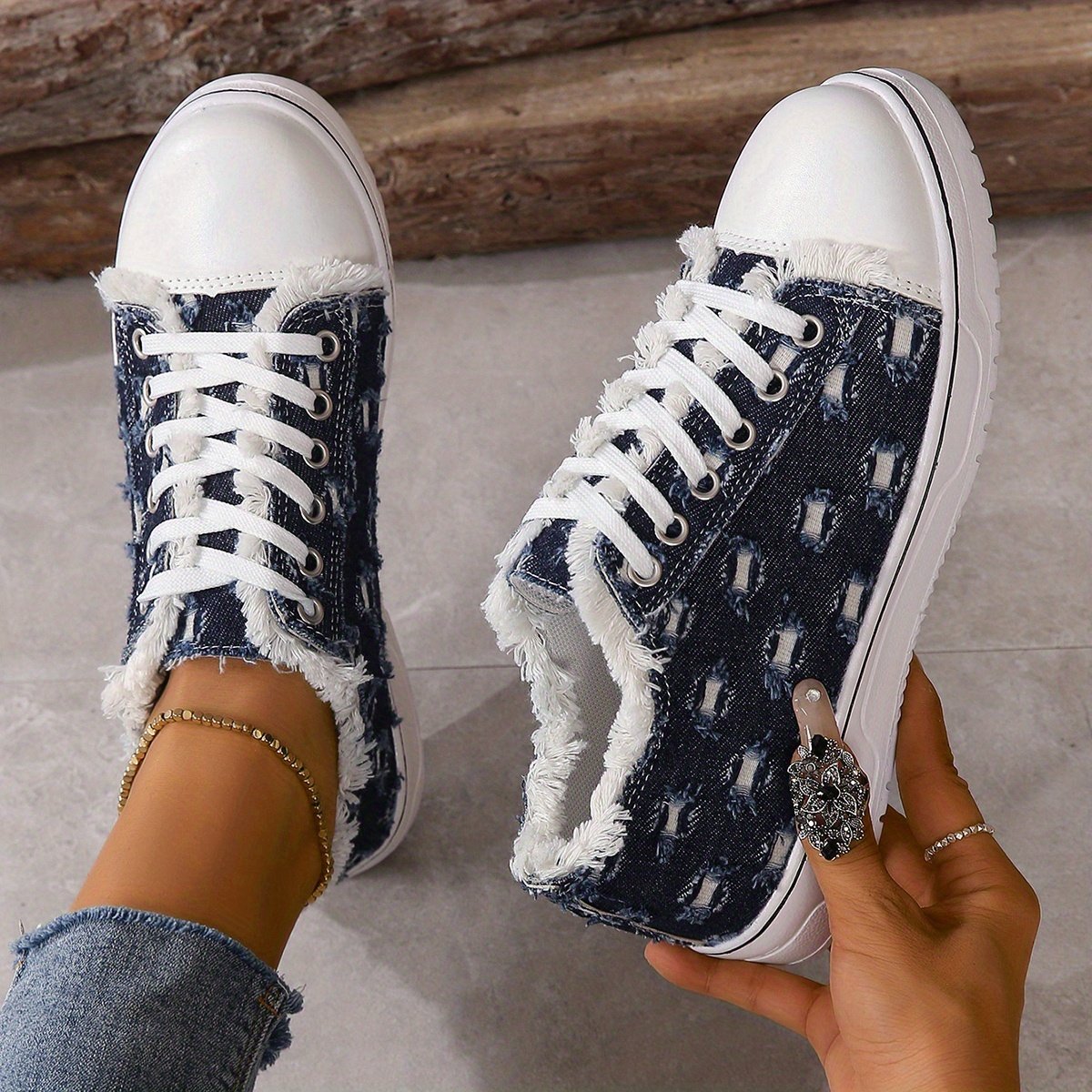 Women's Canvas Trainers Low Top Flat Shoes