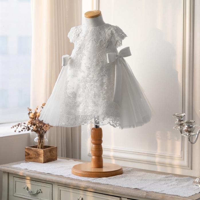 L4167 BAPTISM DRESSES BABY GIRL BIRTHDAY PARTY DRESS SUMMER WHITE FLOWER GIRL DRESS