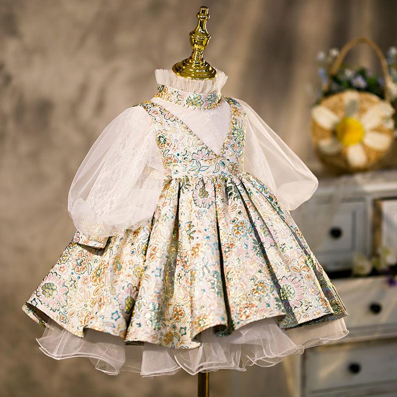 L4163 BABY GIRL BIRTHDAY PARTY DRESS LONG SLEEVE FLOWER GIRL DRESS PRINCESS DRESS