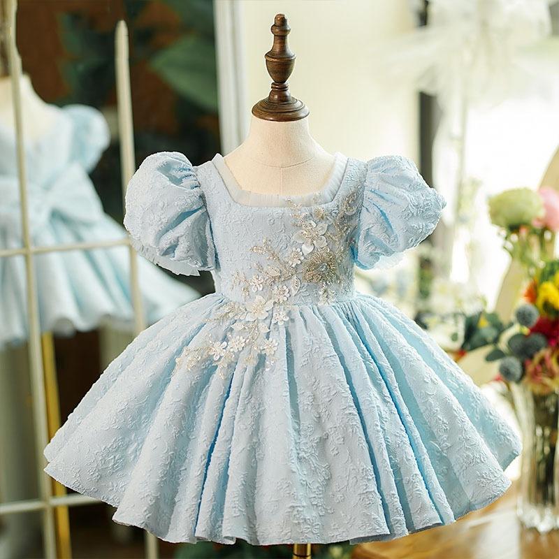 L41614 GIRL CHRISTMAS DRESS TODDLER PRINCESS DRESS SUMMER BEADED BOW DRESS BIRTHDAY PARTY DRESS