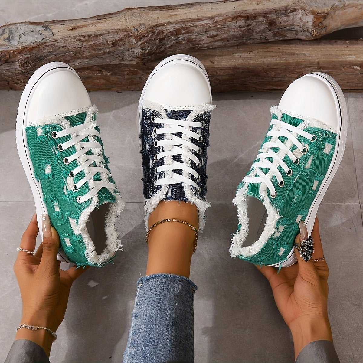 Women's Canvas Trainers Low Top Flat Shoes