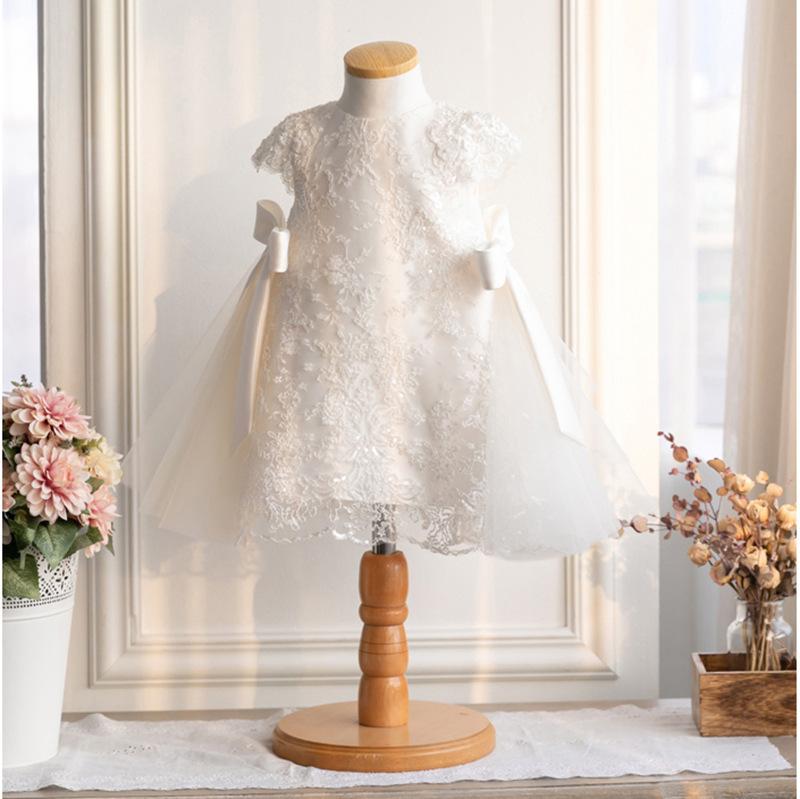 L4167 BAPTISM DRESSES BABY GIRL BIRTHDAY PARTY DRESS SUMMER WHITE FLOWER GIRL DRESS